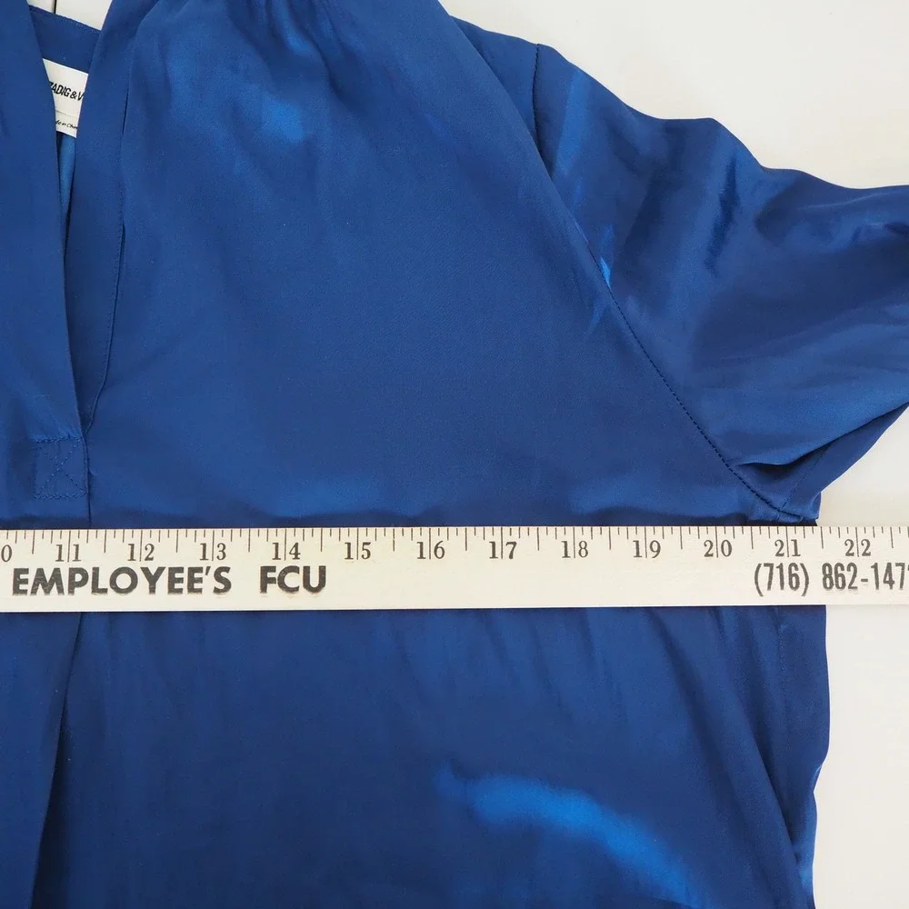 Zadig & Voltaire Tink Satin Blouse Women's Sz XS Royal Blue Long Sleeve Top - Picture 5 of 11